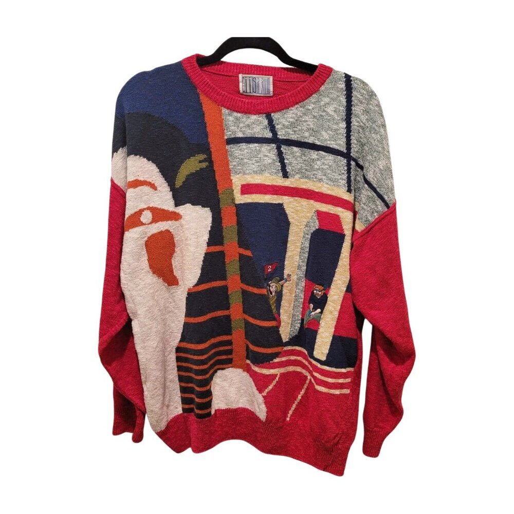 Vintage Mimi Spirit Sport Golf Abstract Cotton Linen Sweater XL - Picture 2 of 7